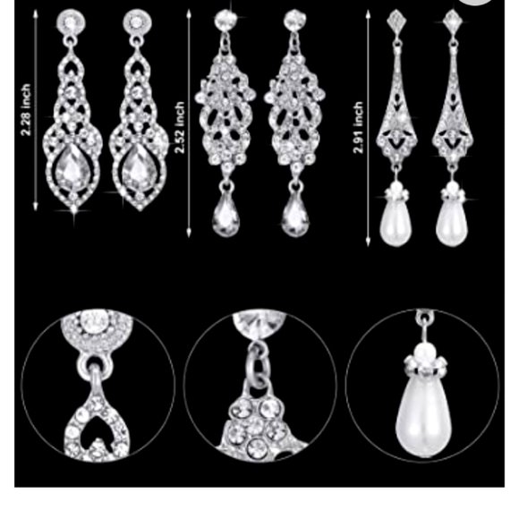 6 Gorgeous Pairs Rhinestone Dangle Drop  Earrings NWT - Picture 3 of 8